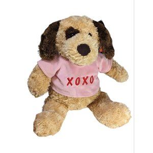 Caltoy Dog Plush Brown Puppy Purple Xoxo Shirt 16” Stuffed Animal Toy